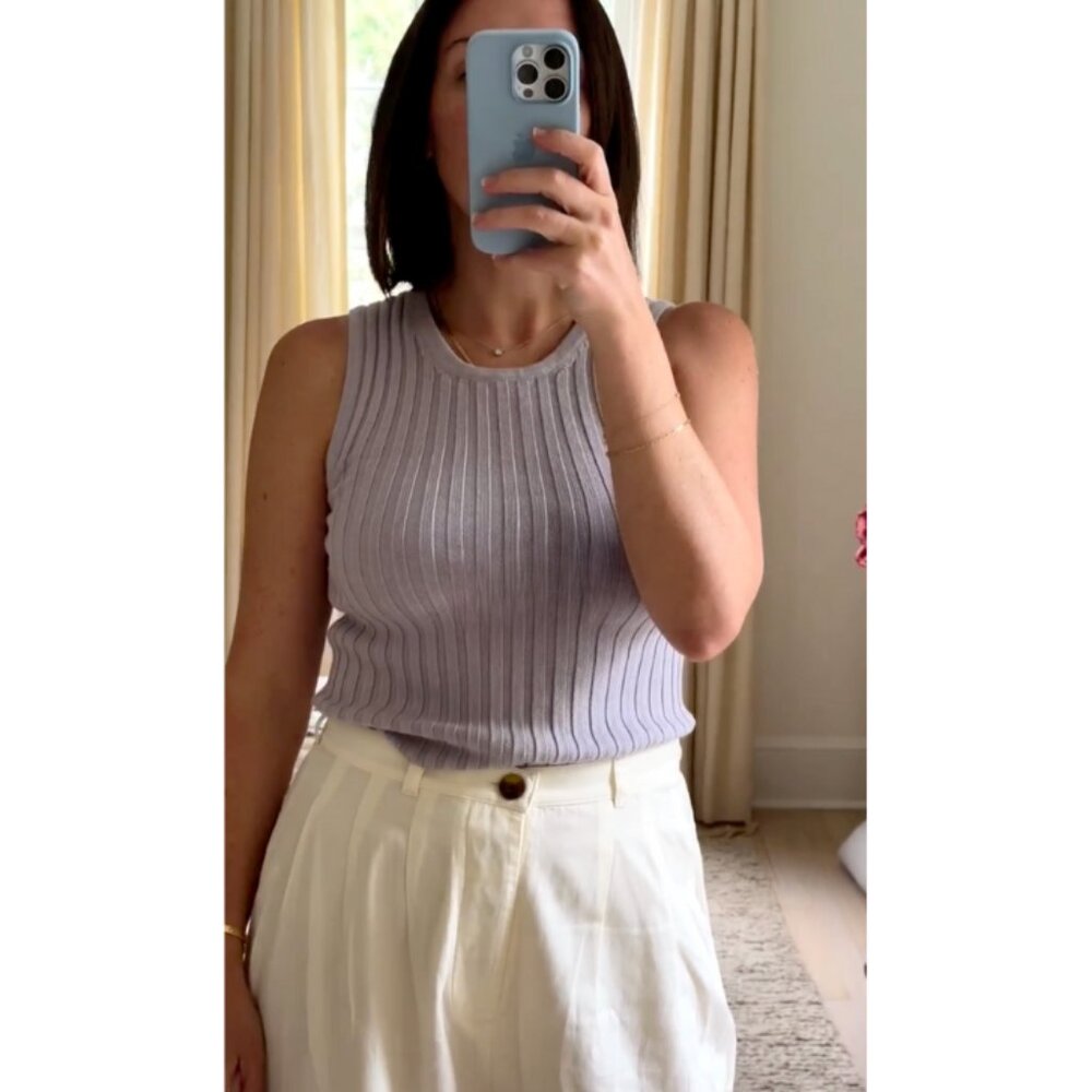 Sister Katie The Jen Tank in Lilac Size Small Cropped Rib Knit Tank Baby Alpaca